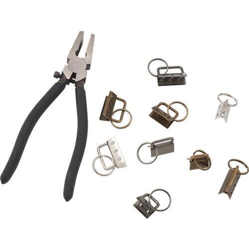 18pcs/Set Mixed Color Electroplate Iron Key Clasps Split Key Rings with Ribbon Ends Connector 1pc jewelry Plier