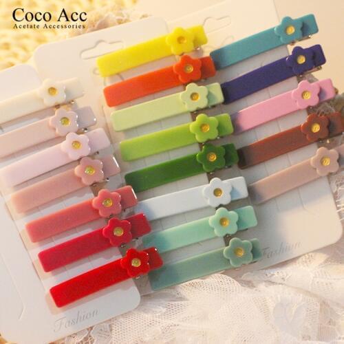 20 Colors Ins Hot Sale Acrylic Wholesale Flower Sweet Design Childrens Barrettes Hair Accessories Cute Hair Clip for Baby Girls