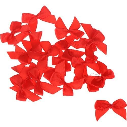 20pcs 2.5cm DIY Craft Decoration Cute Handmade Small Size Polyester Satin Width 3cm Height Ribbon Bow Flower