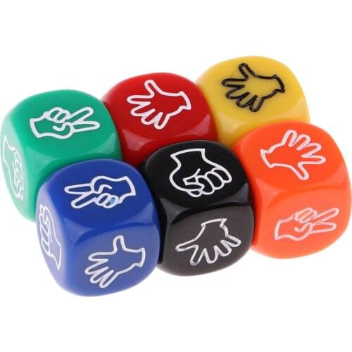 6Pcs Six Colors Stone Paper Scissors Cube for DIY Drinking Board Game