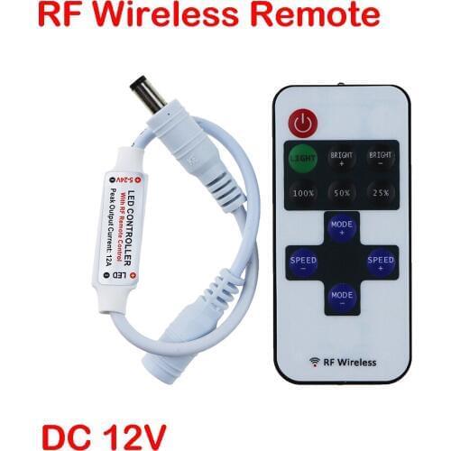DC12V Mini RF Wireless Remote Led Dimmer Controller For Single Color Led Strip Light SMD5630 SMD5050 SMD3528