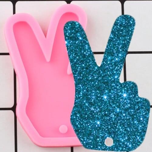 Shiny Hand Gesture Silicone Mold Epoxy Resin Jewelry Making Keychain Molds DIY Handmade Charms Mould Polymer Clay Pendant Moulds