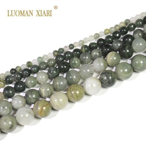 Fine AAA Natural Green Rutilated Stone Round Natural Stone Beads For Jewelry Making DIY Bracelet Necklace 4-12MM Strand 15