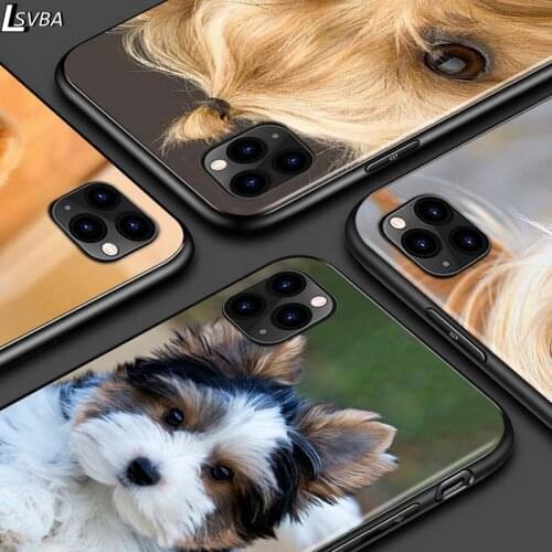 Terrier Yorkie Dog For iPhone 12 Pro Max Mini 11 Pro XS Max X XR 6S 6 7 8 Plus 5S Bright Black Phone Case