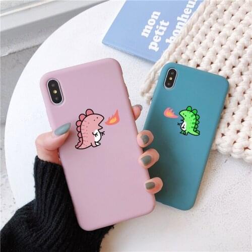 Cartoon Dinosaur Fire Case for iPhone 12 Mini 12 11 Pro X XS Max XR 8 7 6 6s Plus Soft Silicone Protective Cover