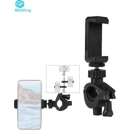 BGNing Mobile Phone Holder Bicycle Clip Adjustable Lockable Live LED Flash Selfie Stick Tripod Mount Clamp for Sports Cameras
