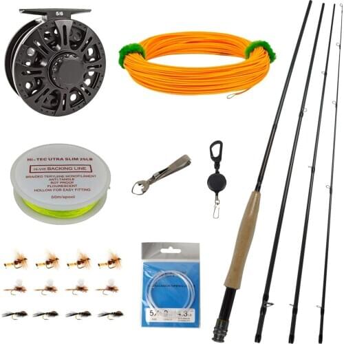Aventik Fly Fishing Combo IM8 9FT 5/6WT Graphite With Large Arbor Fly Fishing Reel with Line Kit Flies Combo