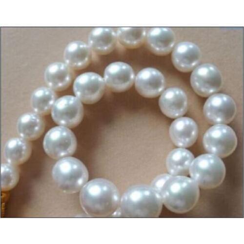 Beautiful AAAA+ 11-12MM Genuine NATURE round SOUTH SEA WHITE PEARL NECKLACE 18"