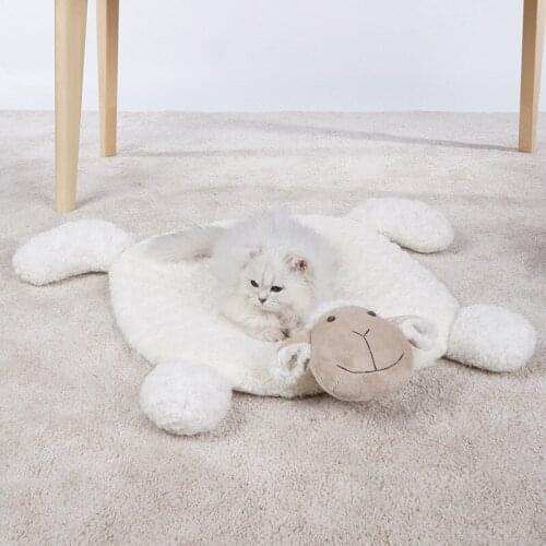 Cat Bed Soft Blanket Bed Mat for Cat Dog Sofa Cushion Rug Pet Mat Floor Mat Cat Mat Sleeping Mat Cute Lamb Mat Accessories Pet