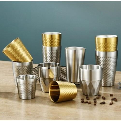 300ml/450ml Double Wall Stainless Steel Coffee Mug Portable Cup Travel Tumbler Coffee Jug Milk Tea Beer Cups Office Water Mugs