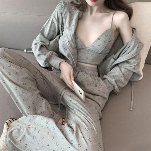 Fashion casual suit womens spring autumn temperament western style jacket age-reducing wide-leg pants sports three-piece Tops