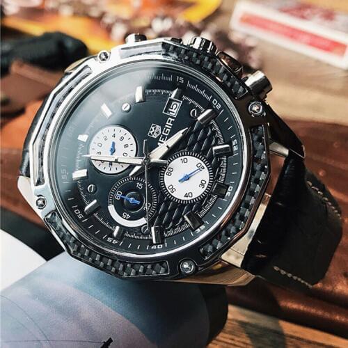 MEGIR 2019 Men Watch Male Leather Automatic date Quartz Watches Mens Luxury Brand Waterproof Sport Clock Relogio Masculin