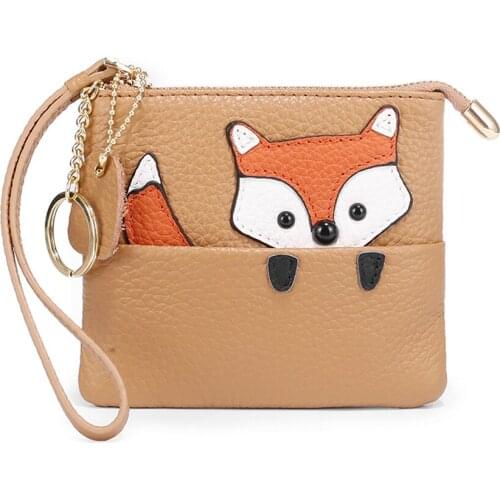 Genuine Leather Soft Cartoon Coin Purse Female Cute Mini Korea Ins Coin Purse Creative Wallet Cute Coin Purse Keychain Card pack