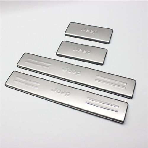 Stainless Steel Inner Outer Door Sill Scuff Plate Guard Sills Protector Trim For Jeep Grand Cherokee 2011-2021