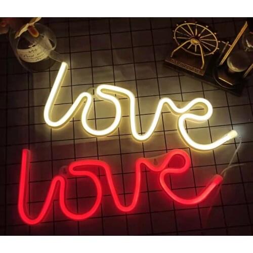 Love Neon Light Sign LED Letter Night Lamp Battery USB Double Powered Nightlight for Christmas Valentines Proposal Wedding