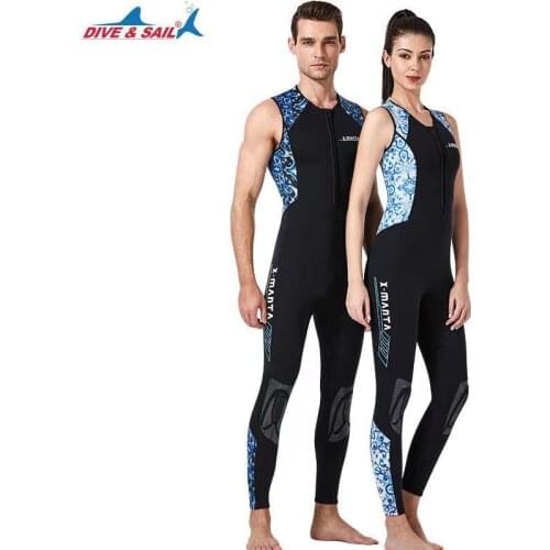3mm Neoprene Wetsuit One-Piece Vest & Long Leggings Front Zip Men Women Triathlon Race Suit - Skinsuit Trisuit Sleeveless