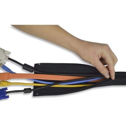 DIY Neoprene Cable Management Sleeve Zipper Wrap Wire Hider Cover Organizer Q1JC
