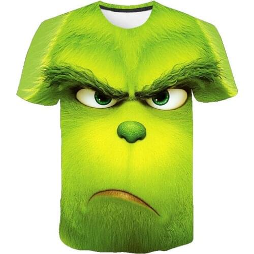New 3D printed T-shirt movie green grinch T-shirt top fashion cute animal pattern men and women fashion clothing T-shirt