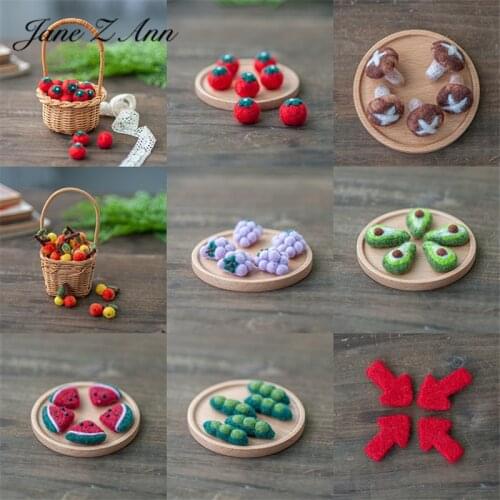 Newborn Full Moon Baby Wool Felt Simulation Fruits Vegetables Cherry Tomato Pods Mushroom Children Photography Props