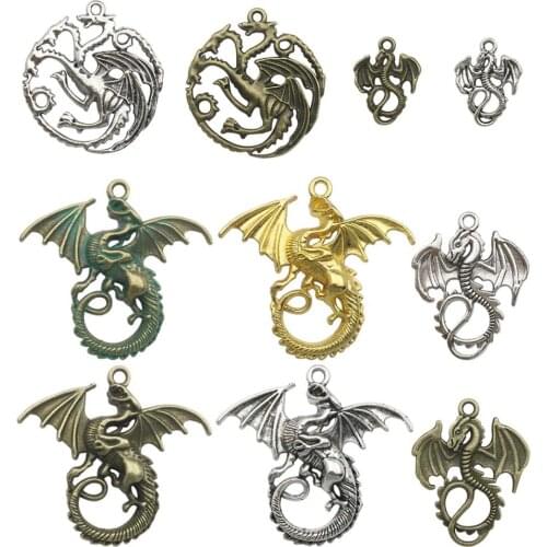 About 19 Pcs 2019 Hot Sale Zinc Alloy Retro Style Dragon Shape Necklace Charm Bracelets Pendant For Diy Craft Making