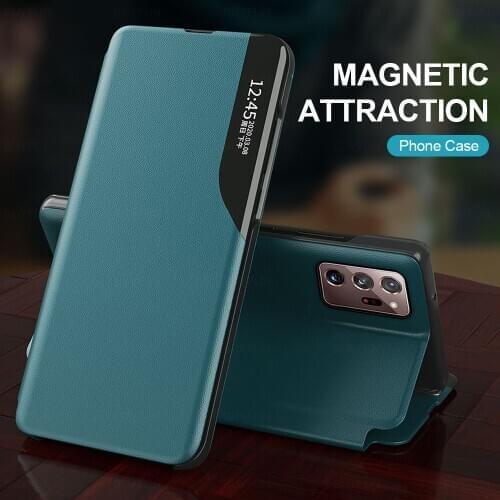 Original Luxury Leather Smart View Window Flip Case For Samsung Galaxy Note 10 Plus 20 Note20 Ultra 9 8 Official Magnetic Cases