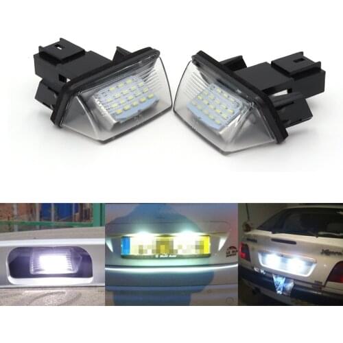 Pair Car LED License Plate Lights Error Free for Citroen C2 BERLINGO SAXO XSARA Peugeot Partner 6000K White Lamp