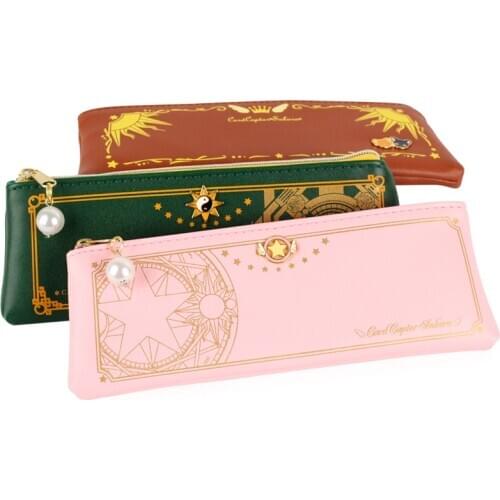 Anime cardcaptor card captor SAKURA KINOMOTO sakura clear cards pen bag pencil case stationery Accessories cosplay costume