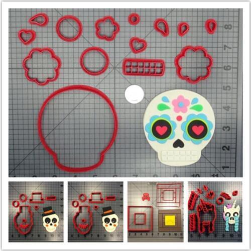 Skull with wings skeleton face sugar skull unicorn shape fondant cutters for cake cupcakes cookies 3D printed cookie cutter
