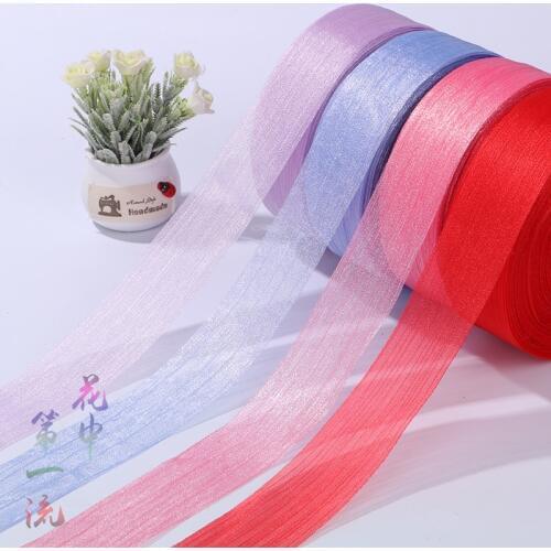 Pretty 40mm (50 Meters/roll ) Organza Chiffon Ribbon DIY Wedding Party Home Decoration Christmas Handmade Gift Wrapping Ribbon