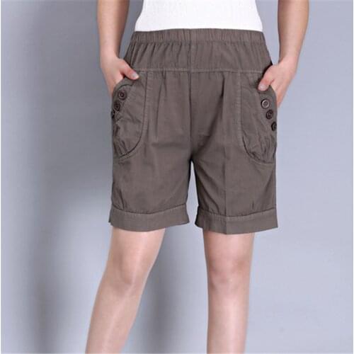 Elastic High Waist Solid Color Shorts Women Summer Casual Loose Breathable Simple Style Wild Short Pants for Daily Homewear Y655