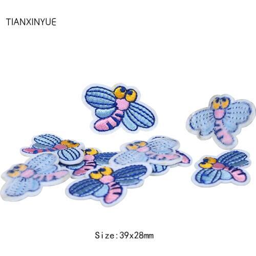 TIANXINYUE 20pcs/lot Dragonfly patch iron on fabric patch Motif sew on iron on bag DIY cloth accessory