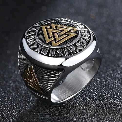 Modyle 2020 New Fashion Punk Vintage Gold Silver Color Stainless Steel Viking Ring for Men