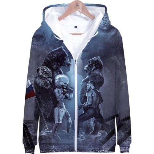 Russia Hero Khabib Nurmagomedov 3D Print Zipper Hoodie Men/Women Winter Fashion Harajuku Hoodies Sweatshirt Hot Sale Jacket Coat