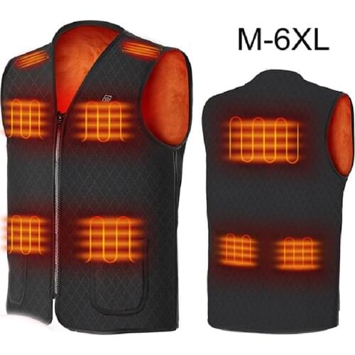 USB Smart Electric Heated Vest Warm 7 Zone Smart Electric Heating Vest Abdomen Back Heating Vest For Hiking Cycling Skiing M-6XL