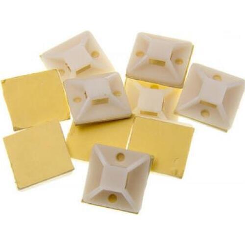 100pcs/lot 40*40 White Color Nylon CABLE TIE MOUNTING BASE Clamp MOUNTS WIRE TIES ZIP MOUNT BASE