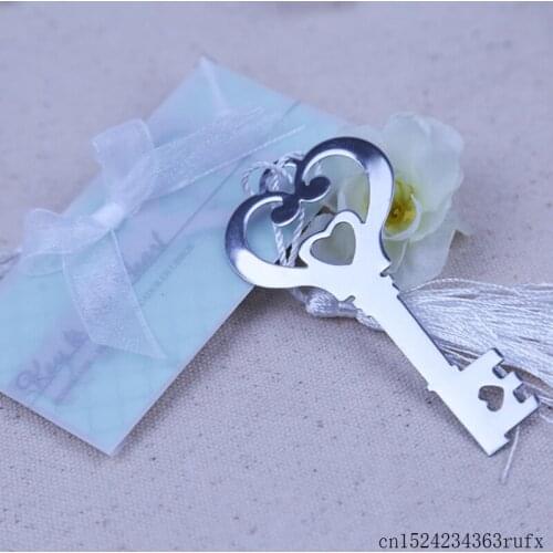 100 Pcs Open My Heart Key Bookmarks Romance Wedding Favors Wedding Gift Giveaways for Guests Valentines Gifts