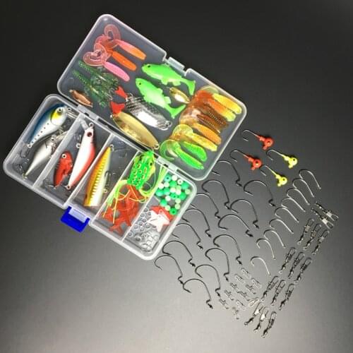 121pcs Full Kit Fishing Lures Set Mixed Hard Plastic Wobblers Metal Jig Spoon Soft Lure Silicone Bait Fishing Tackle Accessories