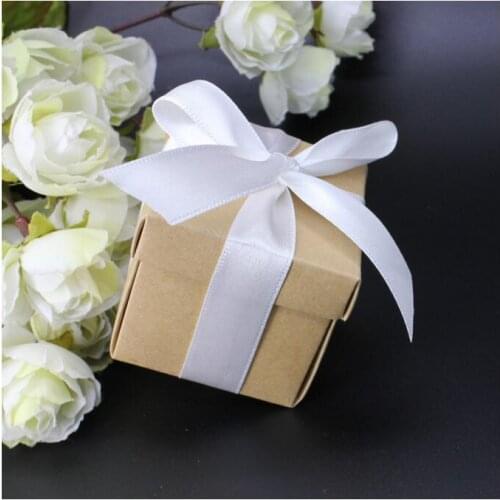 200pcs/lot! Kraft Paper Wedding Candy Box with ribbon decoracion vintage rustic wedding supplies wedding gifts for guests