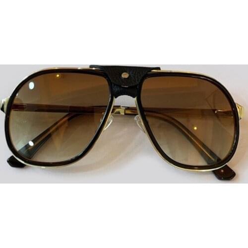 2021 Ladies Retro Square Sunglasses Women Men Vintage Metal Frame Sunglasses With Leather UV400