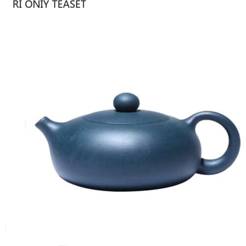 230ml Creativity Yixing Purple Clay Teapots Raw Ore Azure Mud Flat Xishi Tea Pot Handmade Zisha Filter Kettle Teaware Gifts