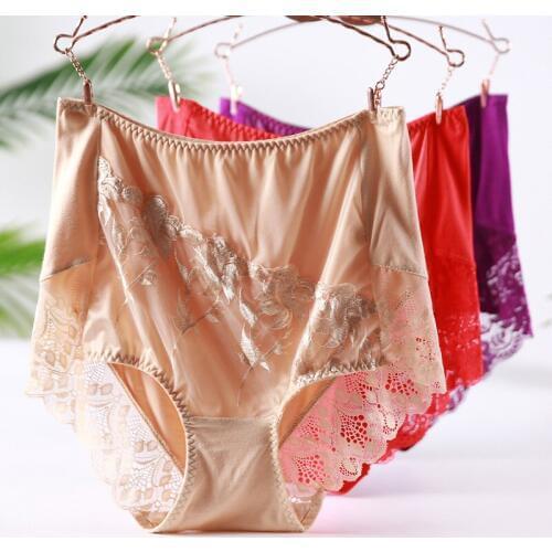 3pcs/lot embroidered women briefs plus size big elasticity modal underwear large size sexy underpant high waist [60-120 kg]