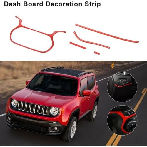 5PCS Car Red Instrument Panel Decor Cover Trim Accessories for Jeep Renegade 2015-2018