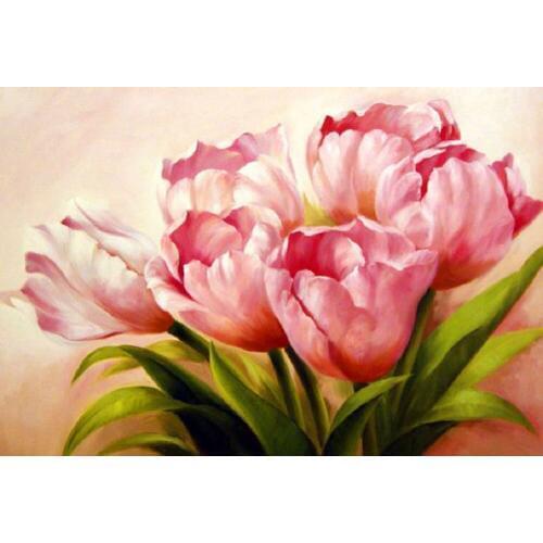 5D DIY Diamond Painting Full Round Blooming Tulip Mosaic Art Cross Stitch Painting Flower Kit Embroidery Sticker Decoration Home