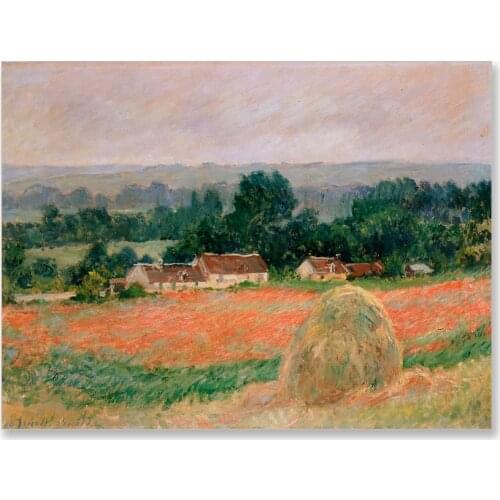 Abstract Color Canvas Art Posters and Print Haystack At Giverny Canvas Painting Wall Art Picture for Room Home Decoration Monet