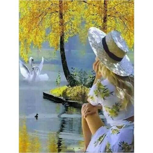 Diamond Painting Cross Stitch Diy Diamond Embroidery Hat woman full square Drill Diamond Mosaic Rhinestone Pasted Full Canvas