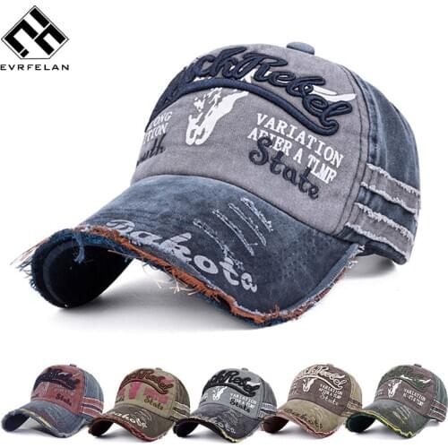 Evrfelan Fashion Demin Baseball Caps Womens Hip Hop Caps Hole Letters Cap for Men Outdoor Dad Cap Adjustable gorras Unisex