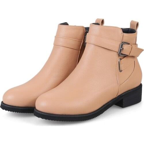 Big Size Chinese-heeled Martin boots British style European and American round head Retro