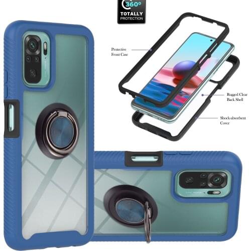 For Xiaomi Redmi Note 10 9 Pro Max Case Hard PC HD Transparent With Ring protective back Cover Case for Redmi Note 9S 10S 9T