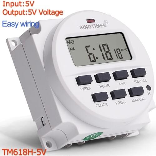 DC 5V 7 Days Programmable Digital Timer Switch Time Relay Control in 12/24hr Format Clock with Countdown OFF Function