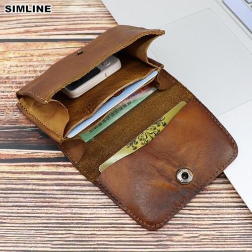 2020 Genuine Leather Card Holder Men Women Vintage Handmade Short Credit Card Holders Coin Purse Case Small Slim Wallet For Male